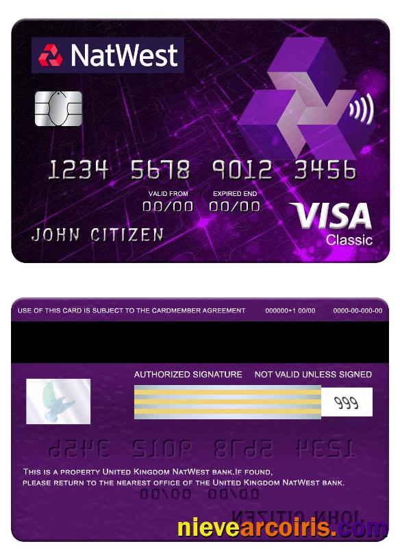 United Kingdom NatWest bank visa classic card